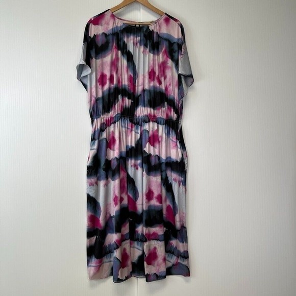 Soft Surroundings Dress Womens 2X Plus Maxi Short Sleeve Boho Abstract Cruise + - Picture 4 of 12